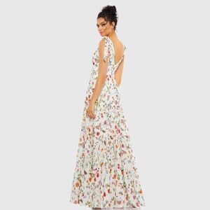 FLORAL PRINT SLEEVELESS SOFT TIE SHOULDER GOWN